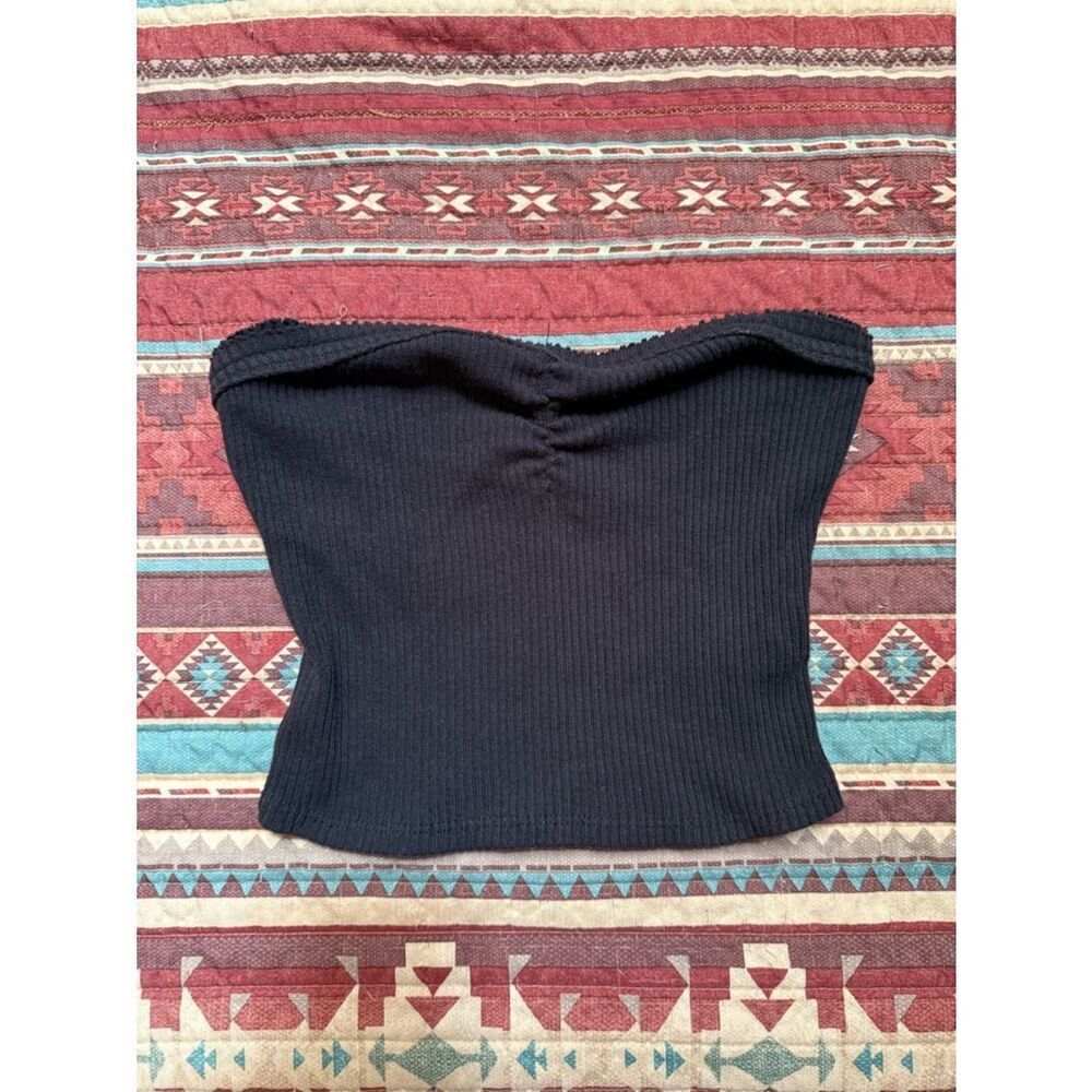 Urban Outfitters Black Strapless Ribbed Tube Crop top size XS
